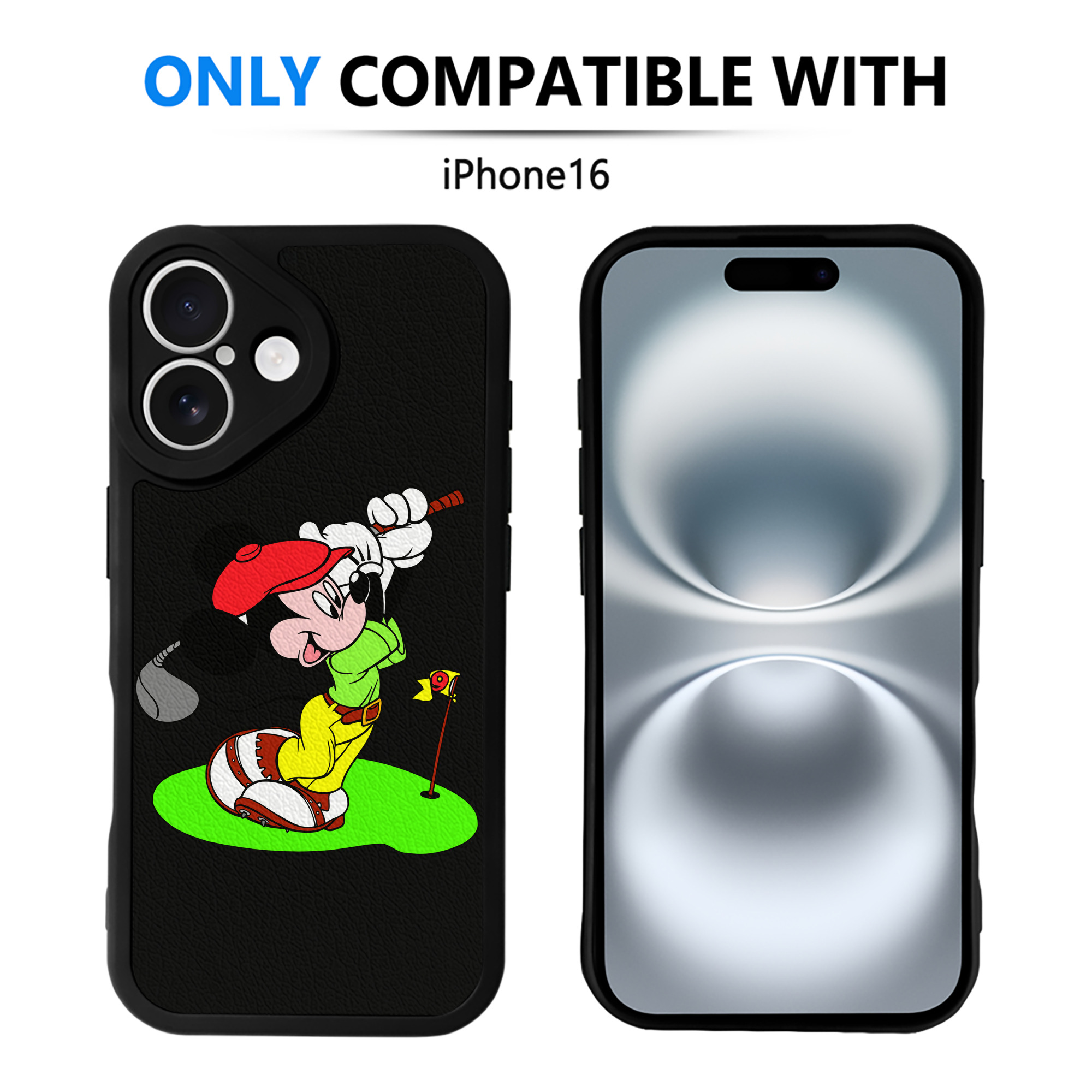 （画像用） ミッキーマウス Mickey Mouse 【iPhone 16シリーズ対応】シリコンスマホケース（レザー調） 材質：シリコン